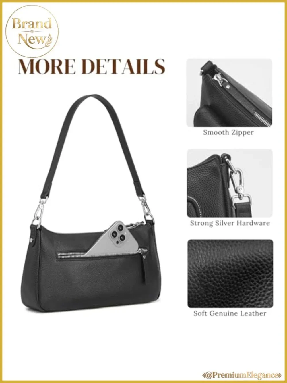 Top Grain Leather Hobo Bag Women Crossbody Shoulder Purse Handbag
